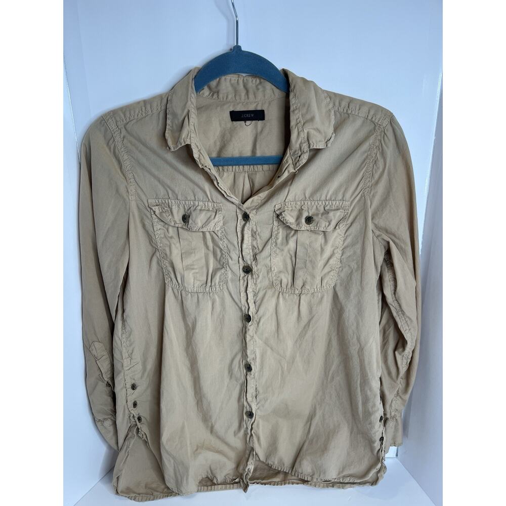 J. Crew Woman’s NWT Lightweight Cotton Long sleeve‎ Shirt Size M, Tan
